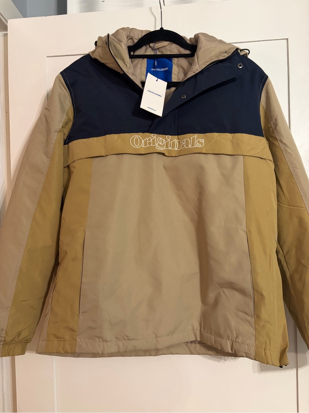 Jack & Jones Originals Hooded Anorak Jacket - Tan & Navy